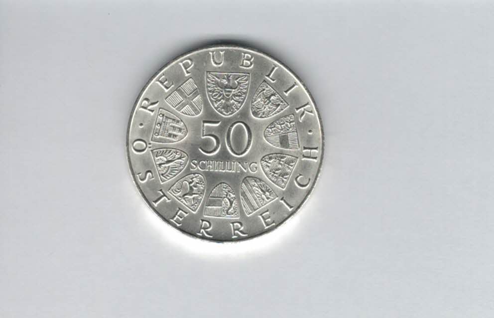  50 Schilling 1970 300 Jahre Universität Innsbruck 18g fein silbe Österreich Spittalgold9800 (4584/9)   