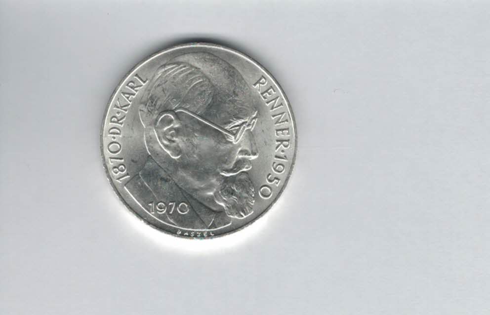  50 Schilling 1970 Karl Renner 2. Republik Ag 18g fein Österreich Spittalgold9800 (04584/10)   