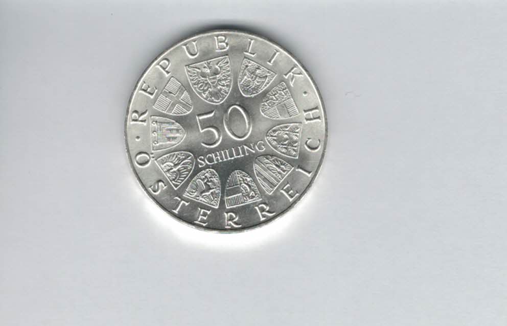  50 Schilling 1970 Karl Renner 2. Republik Ag 18g fein Österreich Spittalgold9800 (04584/10)   