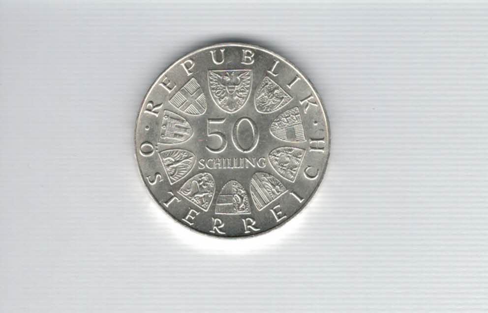  50 Schilling 1972 100 J. Hochschule für Bodenkultur Ag 18g fein Österreich Spittalgold9800 (4584/13)   