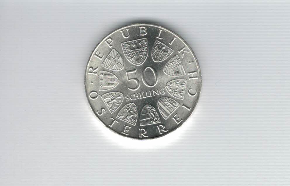  50 Schilling 1973 Theodor Körner 2. Republik Ag 18g fein Österreich Spittalgold9800 (4584/15)   