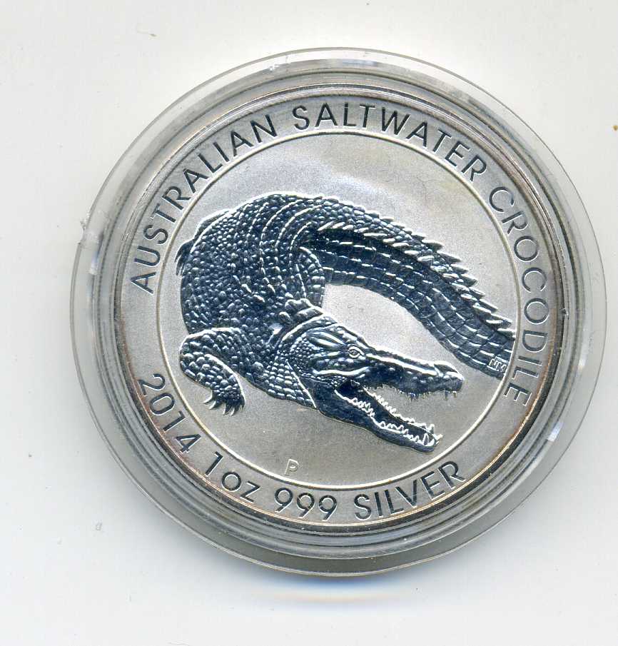 Australien 1 Dollar 2014 Salzwasserkrokodil 1 Unze Silber