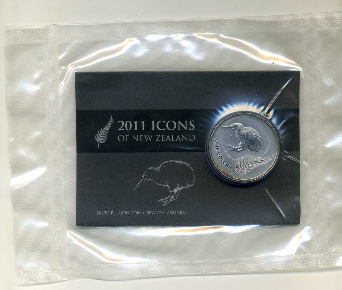  Neuseeland 1 Dollar 2011 Kiwi im Blister 1 Unze Silber   
