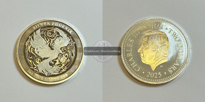  Niue 2 Dollars 2025 Charles III Phoenix FM-Frankfurt Feinsilber: 31,06g   