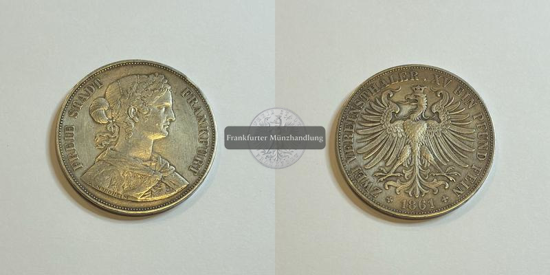  Frankfurt Zwei Vereinsthaler 1861, FM-Frankfurt  Feinsilber: 33,33g   