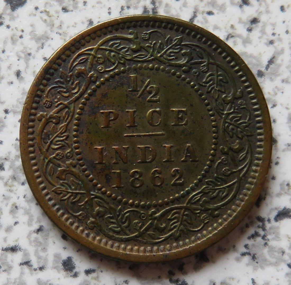  British Indien 1/2 Pice 1862   