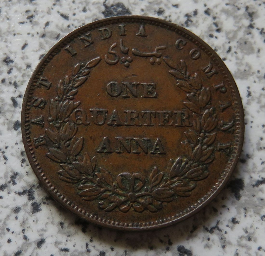  British Indien Quarter Anna 1857   