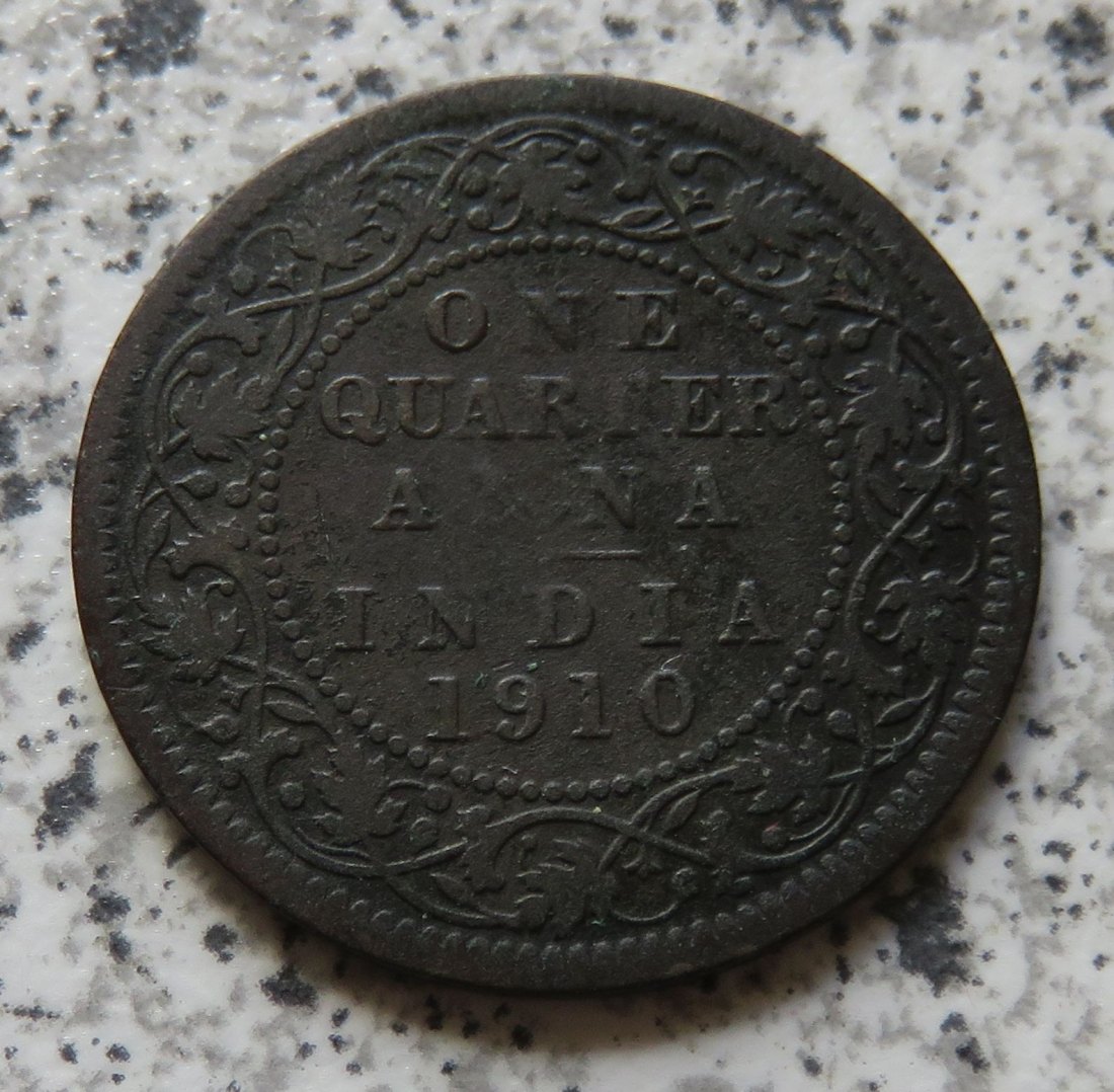  British Indien Quarter Anna 1910   