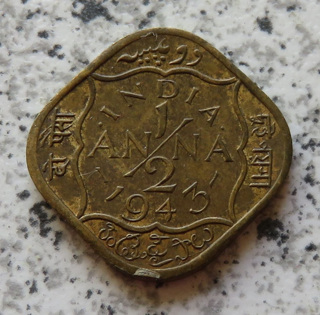  British Indien half Anna 1943 / British Indien 1/2 Anna 1943   