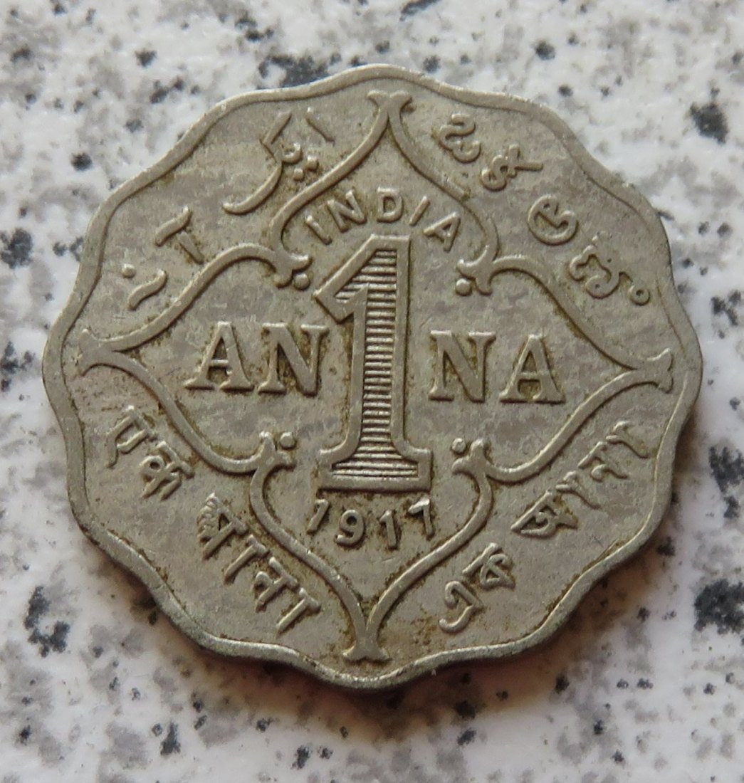  British Indien 1 Anna 1917   
