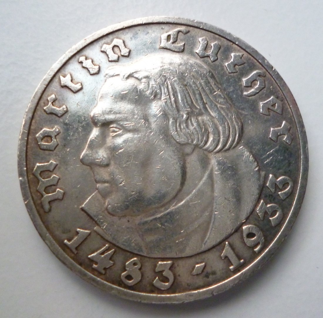 Deutsches Reich 5 Reichsmark 1933 D Martin Luther