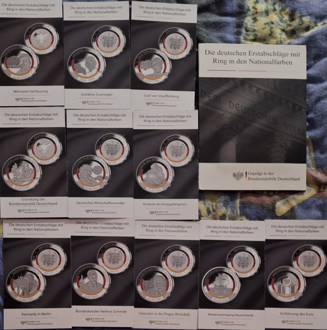  Deutschland 11 Medaillien mit Polymerring in Nationalfarben Silber   