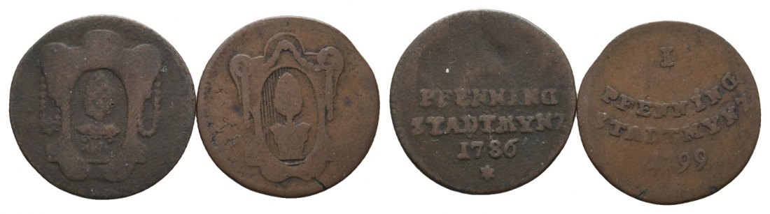  Altdeutschland; Augsburg; 2 Kleinmünzen 1786 / 1799   