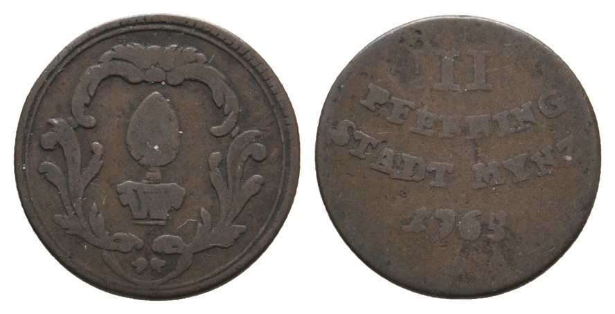  Altdeutschland; Augsburg; Kleinmünzen 1763   