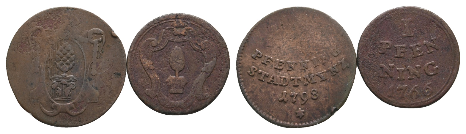  Altdeutschland; Augsburg; 2 Kleinmünzen 1798 / 1766   