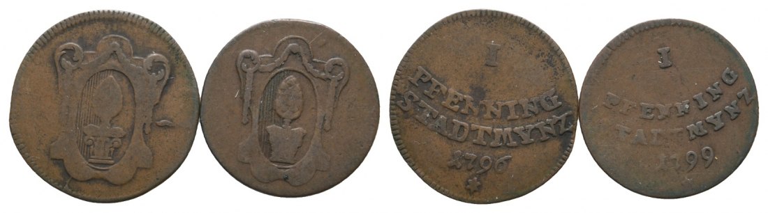  Altdeutschland; Augsburg; 2 Kleinmünzen 1796 / 1799   