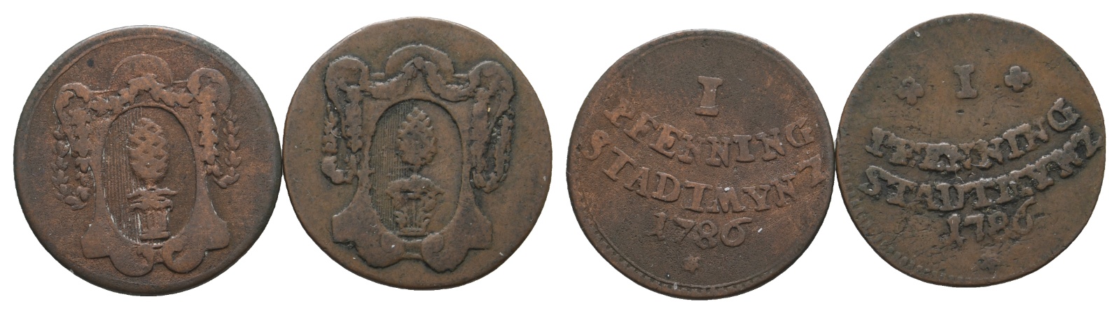  Altdeutschland; Augsburg; 2 Kleinmünzen 1786   