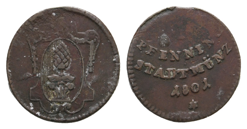  Altdeutschland; Augsburg; Kleinmünze 1801   