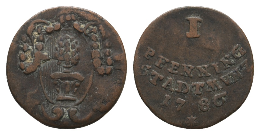  Altdeutschland; Augsburg; Kleinmünze 1786   