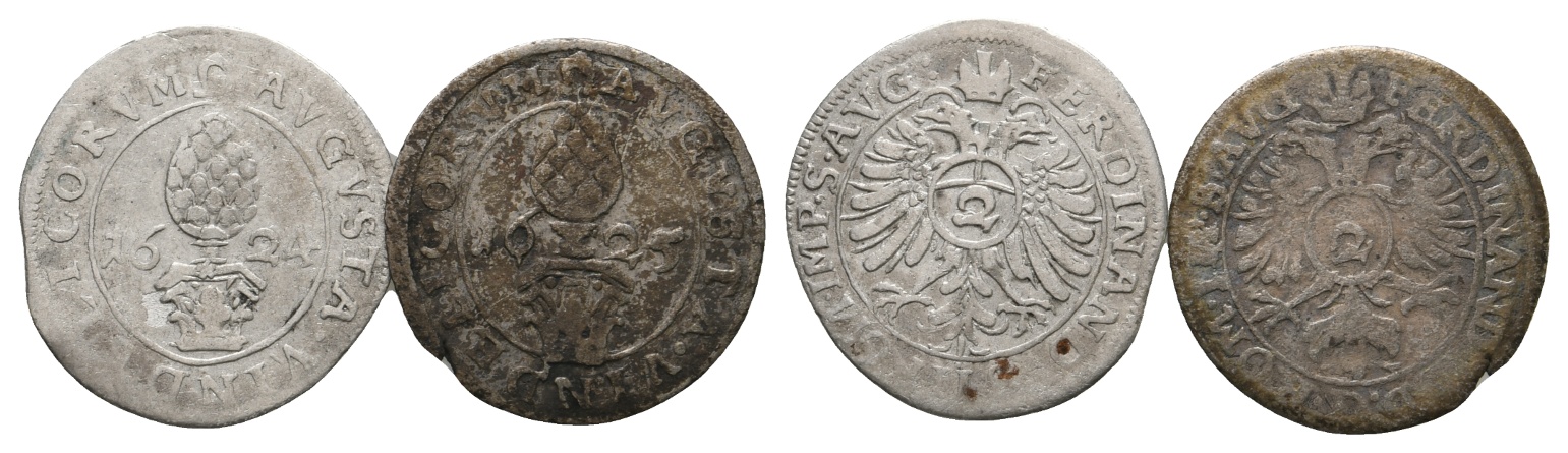  Altdeutschland; Augsburg; 2 Kleinmünzen 1624 / 1625   