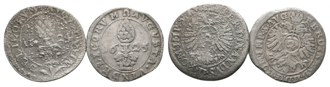  Altdeutschland; Augsburg; 2 Kleinmünzen 1624 / 1625   