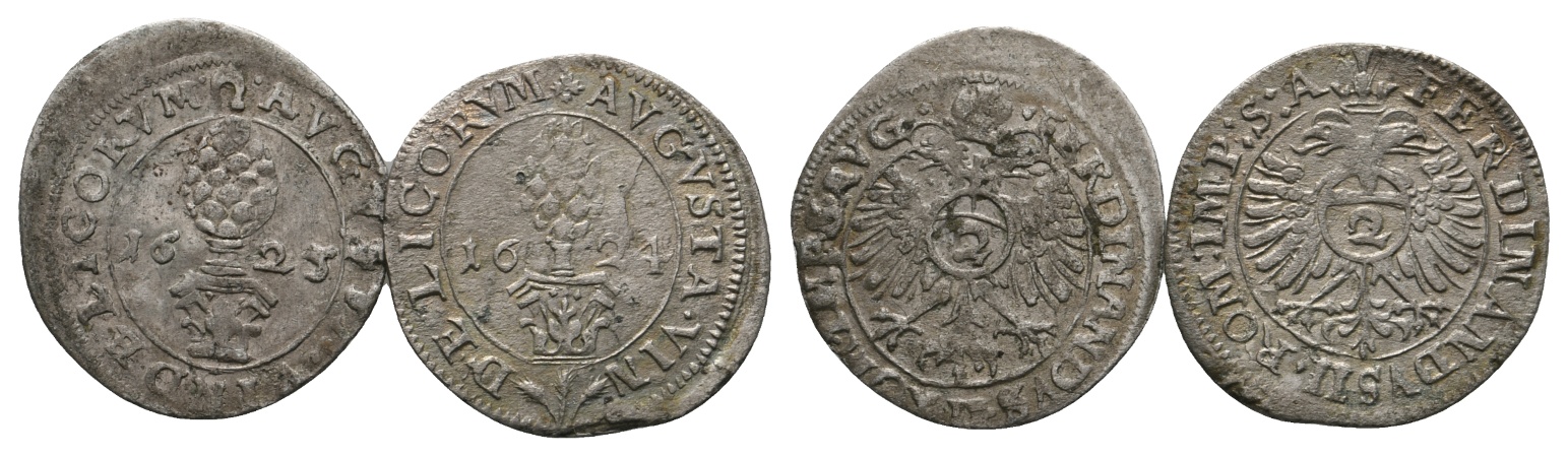  Altdeutschland; Augsburg; 2 Kleinmünzen 1624 / 1625   