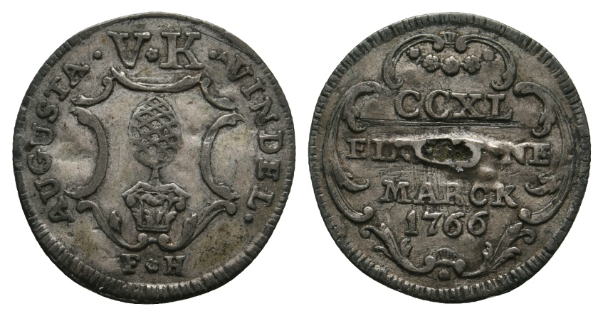 Altdeutschland; Augsburg; Kleinmünze 1766   