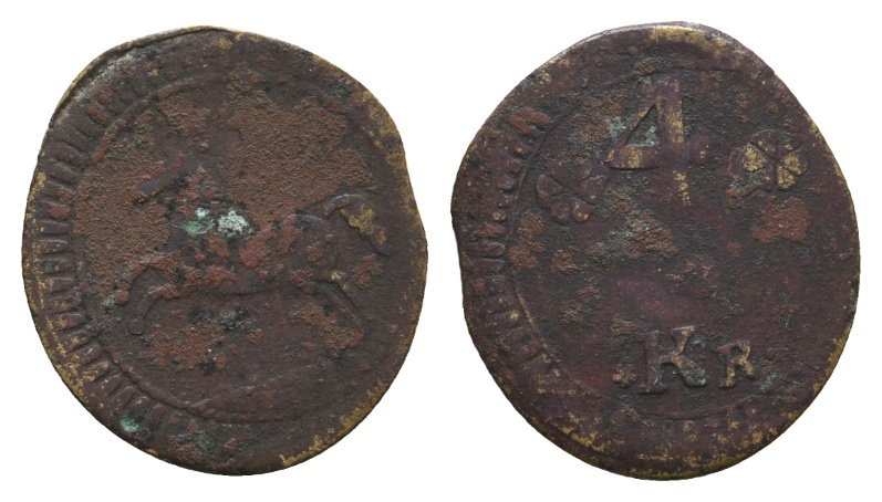  Altdeutschland; Kupfermarke zu 4 Kreuzer   