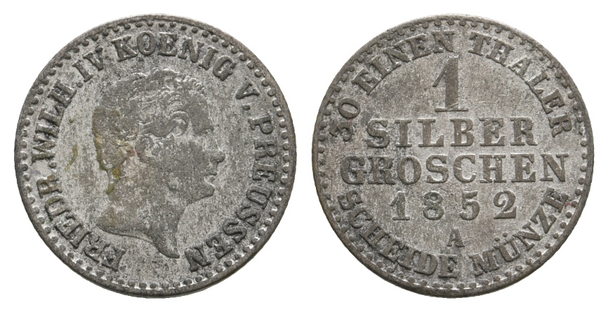  Altdeutschland; Preußen; Kleinmünze 1852   