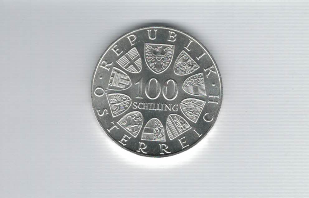  100 Schilling 1975 Johann Strauss silber 15,36g fein Österreich Spittalgold9800 (01914/2)   