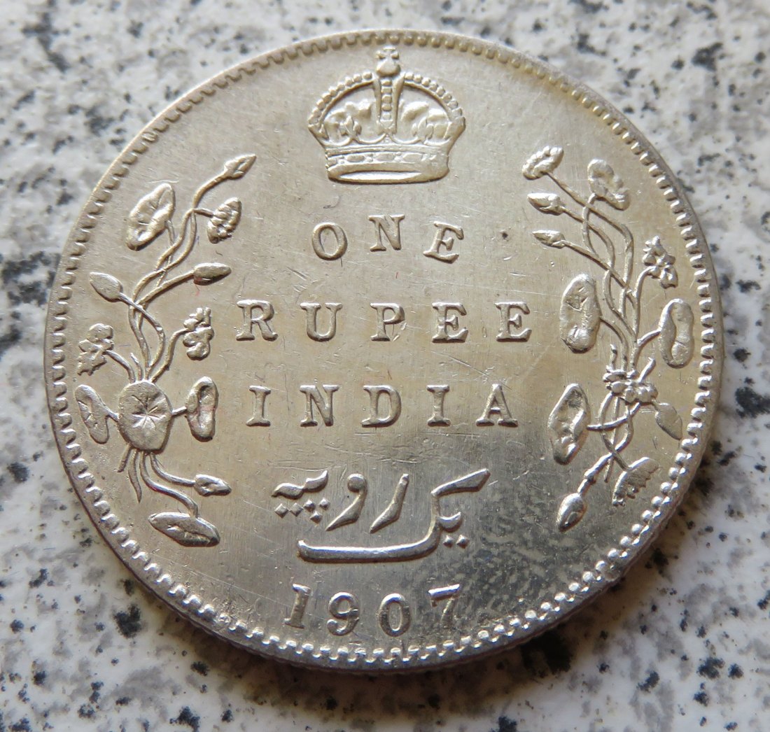  British Indien One Rupee 1907 / British Indien 1 Rupee 1907   