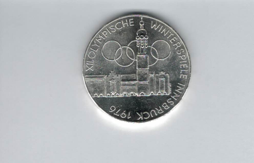  100 Schilling 1976 Winterolympiade Innsbruck Stadtturm Wien 15,36g fein silber Österreich (01914/5)   