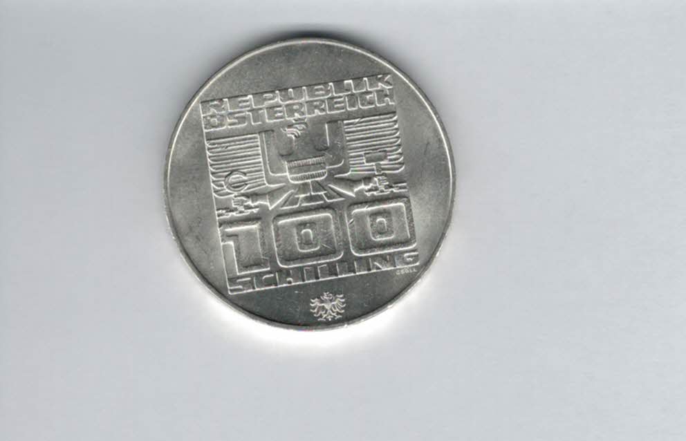  100 Schilling 1976 Winterolympiade Innsbruck Stadtturm Hall 15,36g fein silber Österreich (01914/6)   