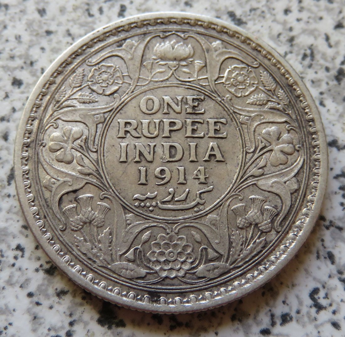  British Indien One Rupee 1914 / British Indien 1 Rupee 1914   