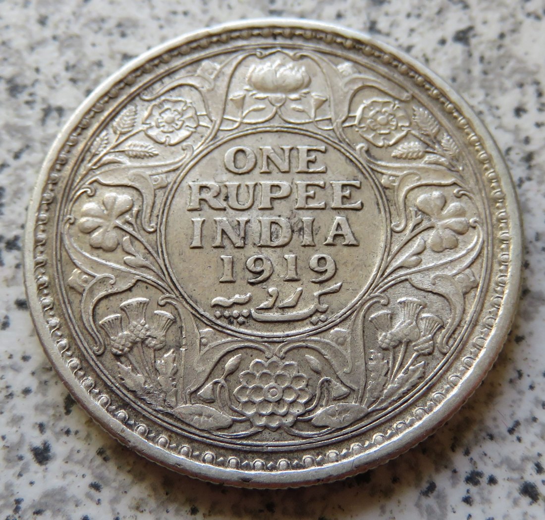  British Indien One Rupee 1919 / British Indien 1 Rupee 1919   