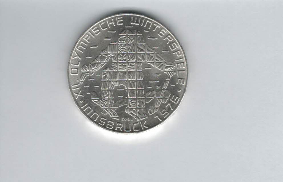  100 Schilling 1976 Winterolympiade Innsbruck Abfahrtsläufer Wien Ag 15,36g fein Österreich (01914/7)   