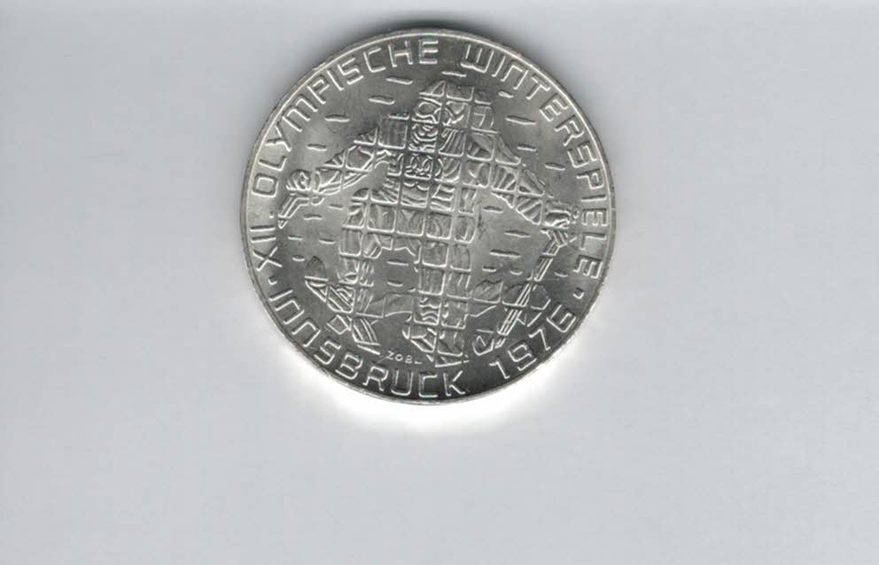  100 Schilling 1976 Winterolympiade Innsbruck Abfahrtsläufer Hall 15,36 Fein Ag Österreich (01914/8)   
