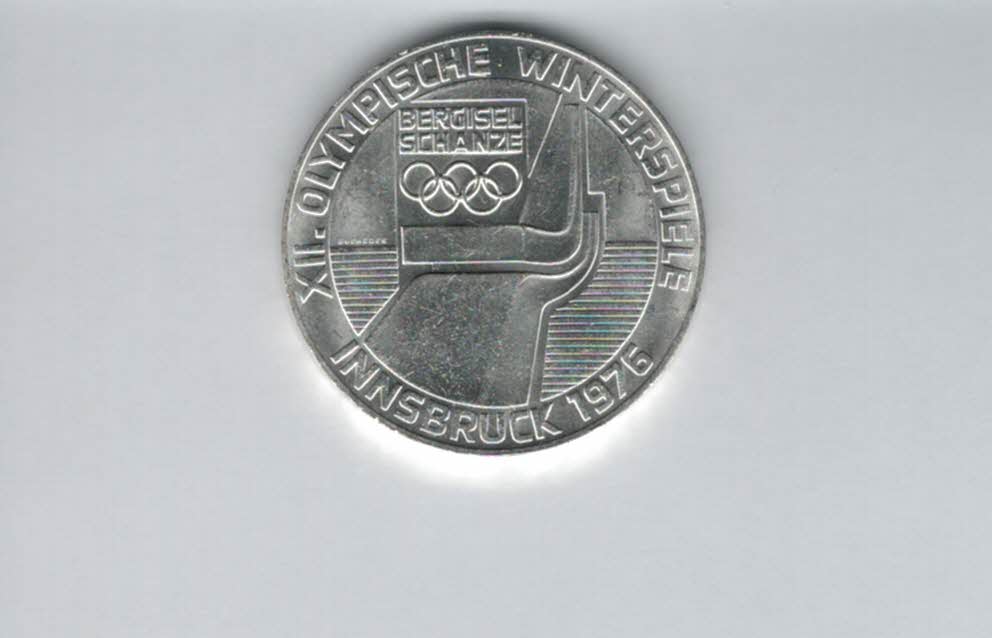  100 Schilling 1976 Berg Isel Schanze Innsbruck Wien Olymp. 15,36g fein Ag Österreich2.Rep (01914/9)   
