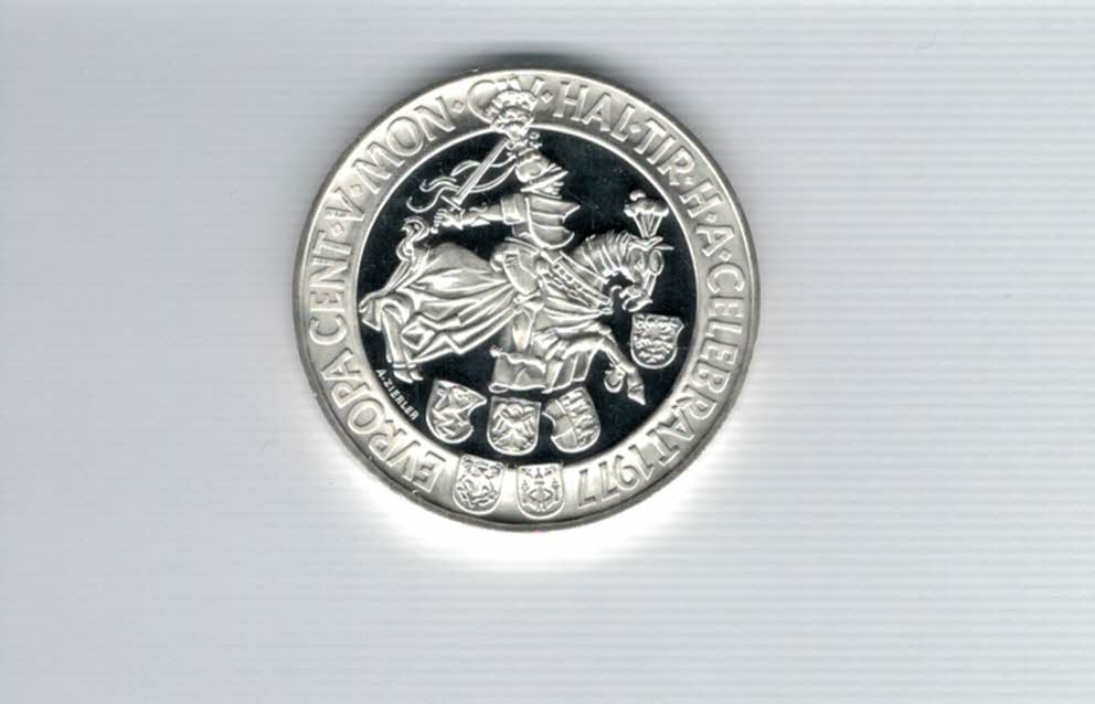  100 Schilling 1977 500 Jahre Münzstätte Hall/Tirol 15,36g fei Ag Österreich Spittalgold9800 01914/16   