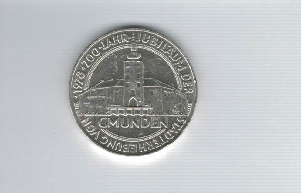  100 Schilling 1978 Stadt Gmunden Oberösterreich Ag 15,36g fein Österreich Spittalgold9800 (1914/17)   
