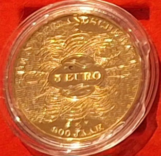  Niederlande, 5 Euro, 2014, 200 Jahre Niederländische Bank vergoldet   