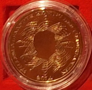  Niederlande, 5 Euro, 2014, 200 Jahre Niederländische Bank vergoldet   