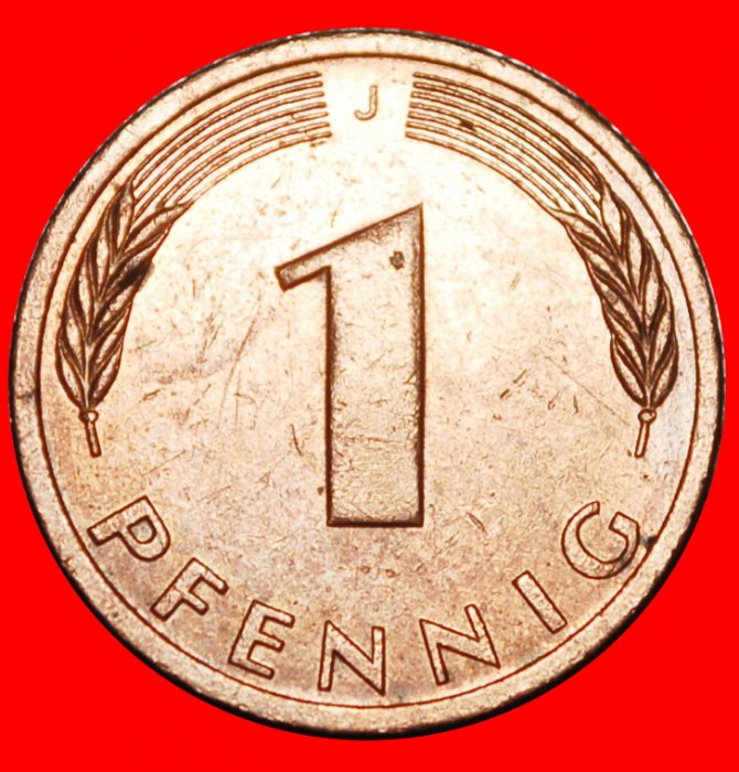  Ⰿ OAK (1948-2001): GERMANY ★ 1 PFENNIG 1987J HUMBURG! MINT LUSTRE!★LOW START★ NO RESERVE!   