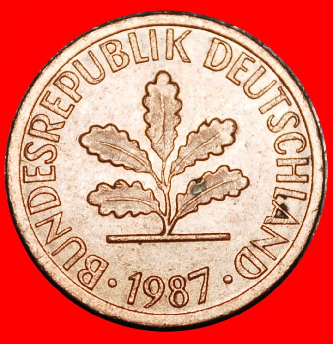  Ⰿ OAK (1948-2001): GERMANY ★ 1 PFENNIG 1987J HUMBURG! MINT LUSTRE!★LOW START★ NO RESERVE!   