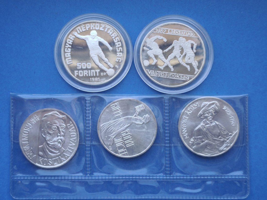  5 Silbermünzen aus Ungarn 1977-81   