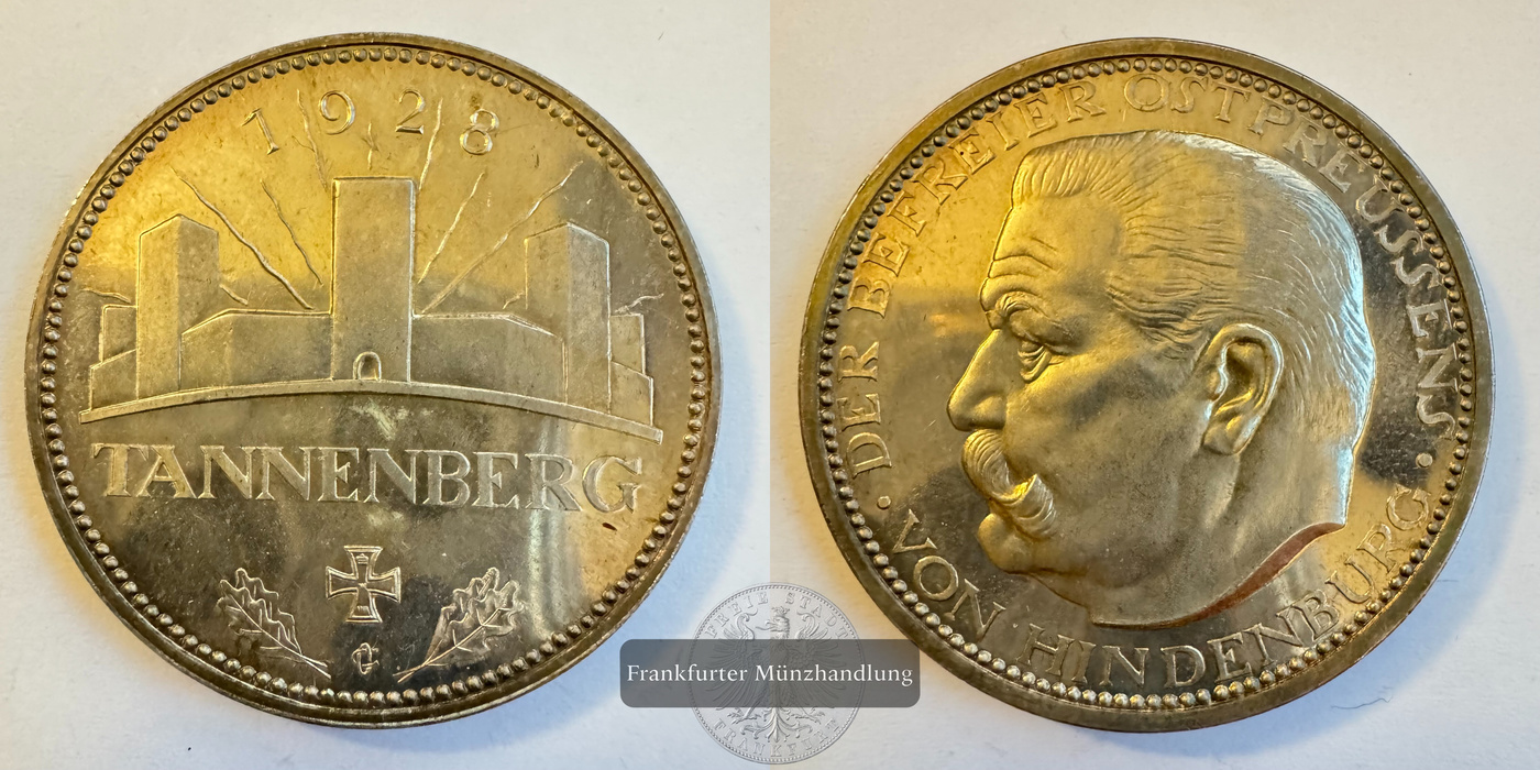  Deutschland Medaille Inauguration of the Tannenberg Monument 1928 FM-Frankfurt Feinsilber: 22,37g   