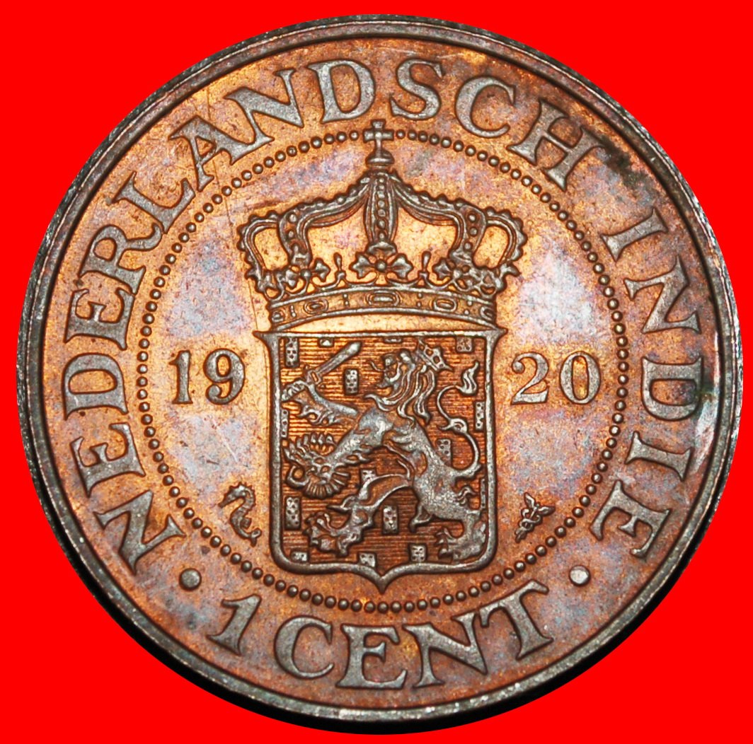  Ⰿ CROWN 1914-1929: NETHERLANDS EAST INDIES★ 1 CENT 1920 WILHELMINA 1890-1948★LOW START ★ NO RESERVE!   