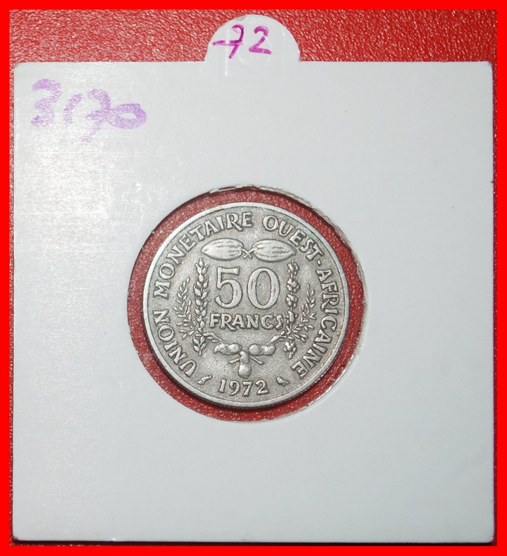  Ⰿ FRANCE GOLD FISH(1972-2011): WEST AFRICAN STATES★50 FRANCS 1972! IN HOLDER★LOW START ★ NO RESERVE!   