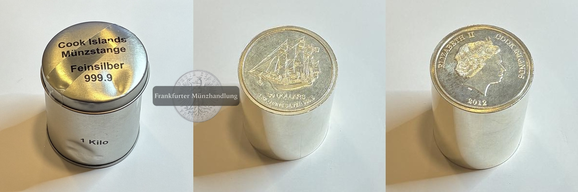  Cook Islands 30 Dollar 2012 (Münzbarren stangenförmig) FM-Frankfurt Feingewicht: 1000g Silber   