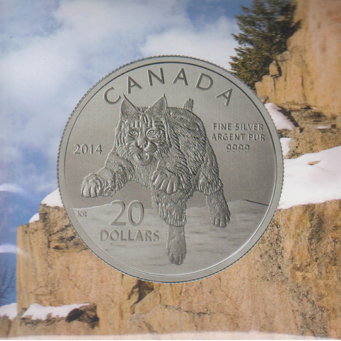  Offiz 20-Dollar-Silbermünze Kanada *Rotluchs* 2014   